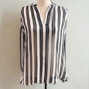 Rag & Bone Black and White Striped Carly Blouse